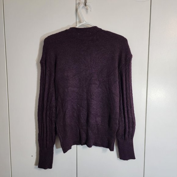 Liz Claiborne Purple Cable Knit Mock Neck Sweater w/ Cutout Pattern NWT | XS - Picture 5 of 6